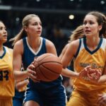 Women playing basketball globally