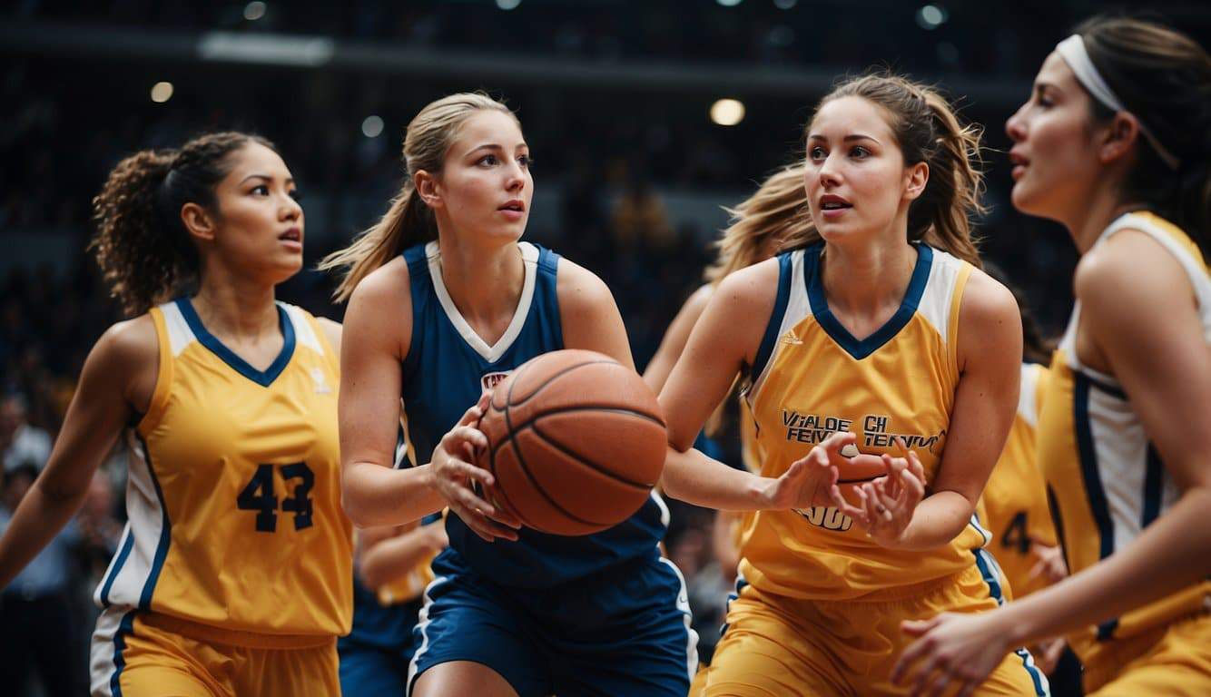 Women playing basketball globally