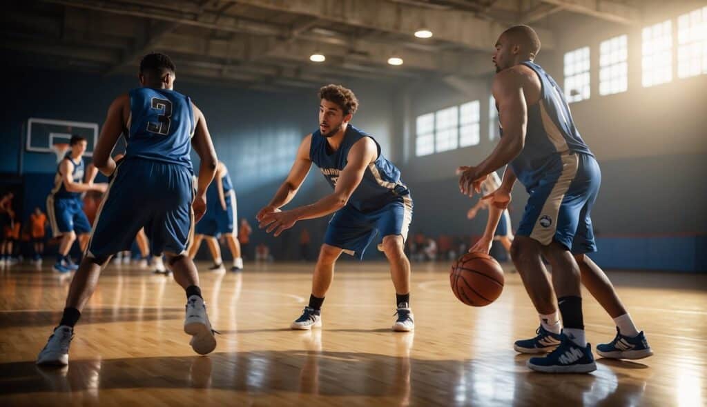 Basketball players practicing safe techniques to prevent injuries on the court