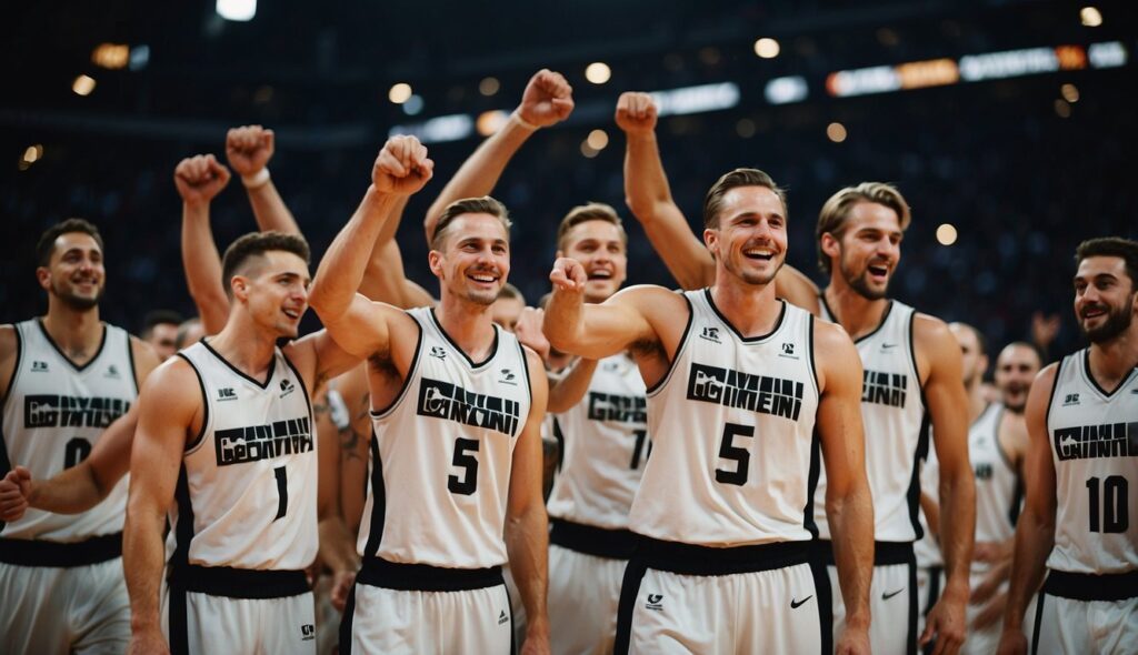 The German basketball team celebrates victory while facing tough opponents, showcasing their achievements and challenges in the sport